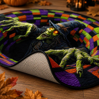 3D Witch Halloween Round Rug, Spooky Haunted House Floor Mat, Creepy Decor