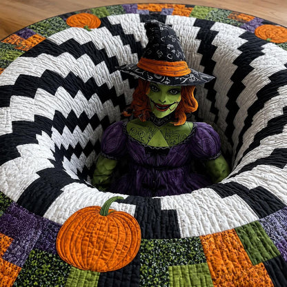 Halloween Witch 3D Illusion Round Rug, Spooky Spiral Tunnel Floor Mat, Gothic Decor, Creepy Witch Gift