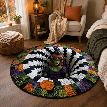 Halloween Witch 3D Illusion Round Rug, Spooky Spiral Tunnel Floor Mat, Gothic Decor, Creepy Witch Gift